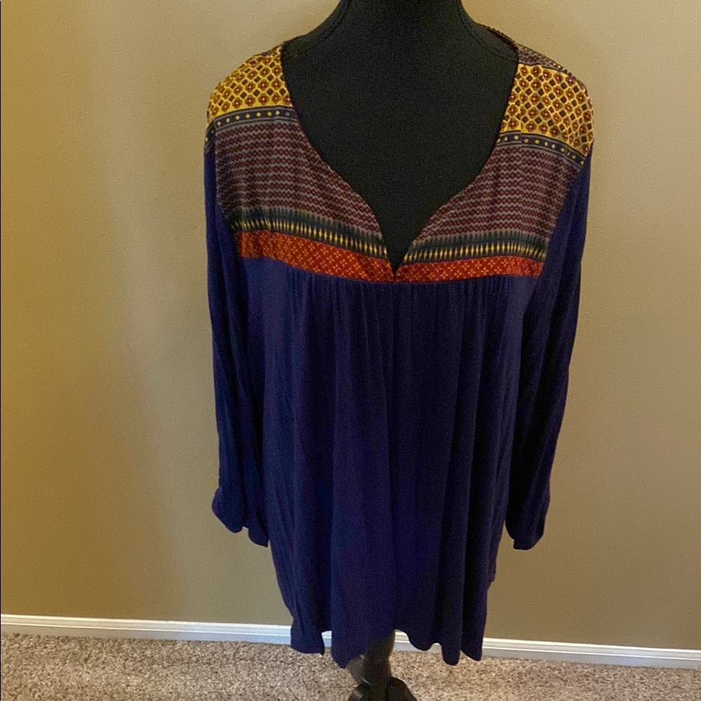 Ezra Women's Top in Blue and Yellow